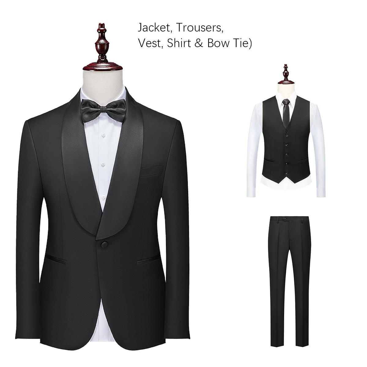 Suit Vibe - Classic Black Shawl Lapel Slim Fit Tuxedo | Formal Gala & Wedding Set