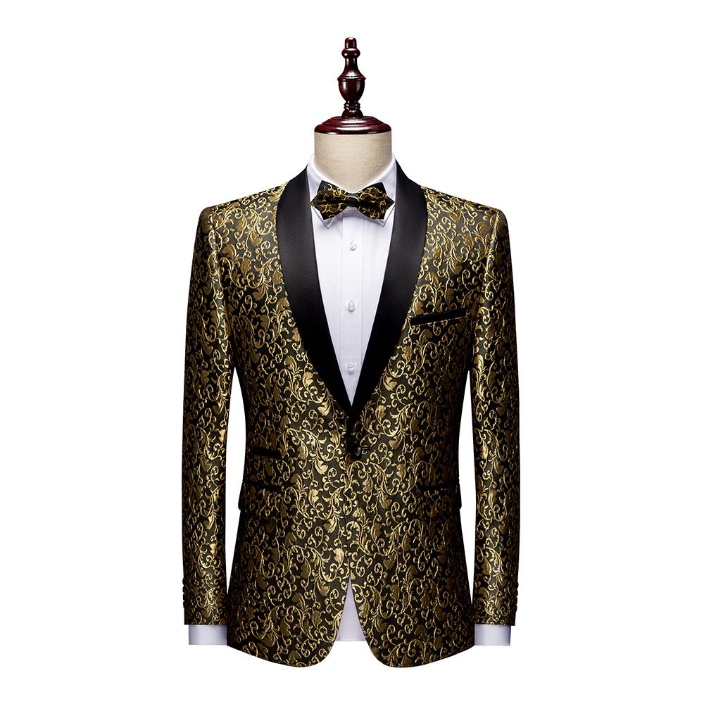 Men's Luxury Paisley Jacquard Tuxedo Suit - Slim Fit Shawl Lapel Floral Blazer & Pants Set for Wedding, Prom, Gala