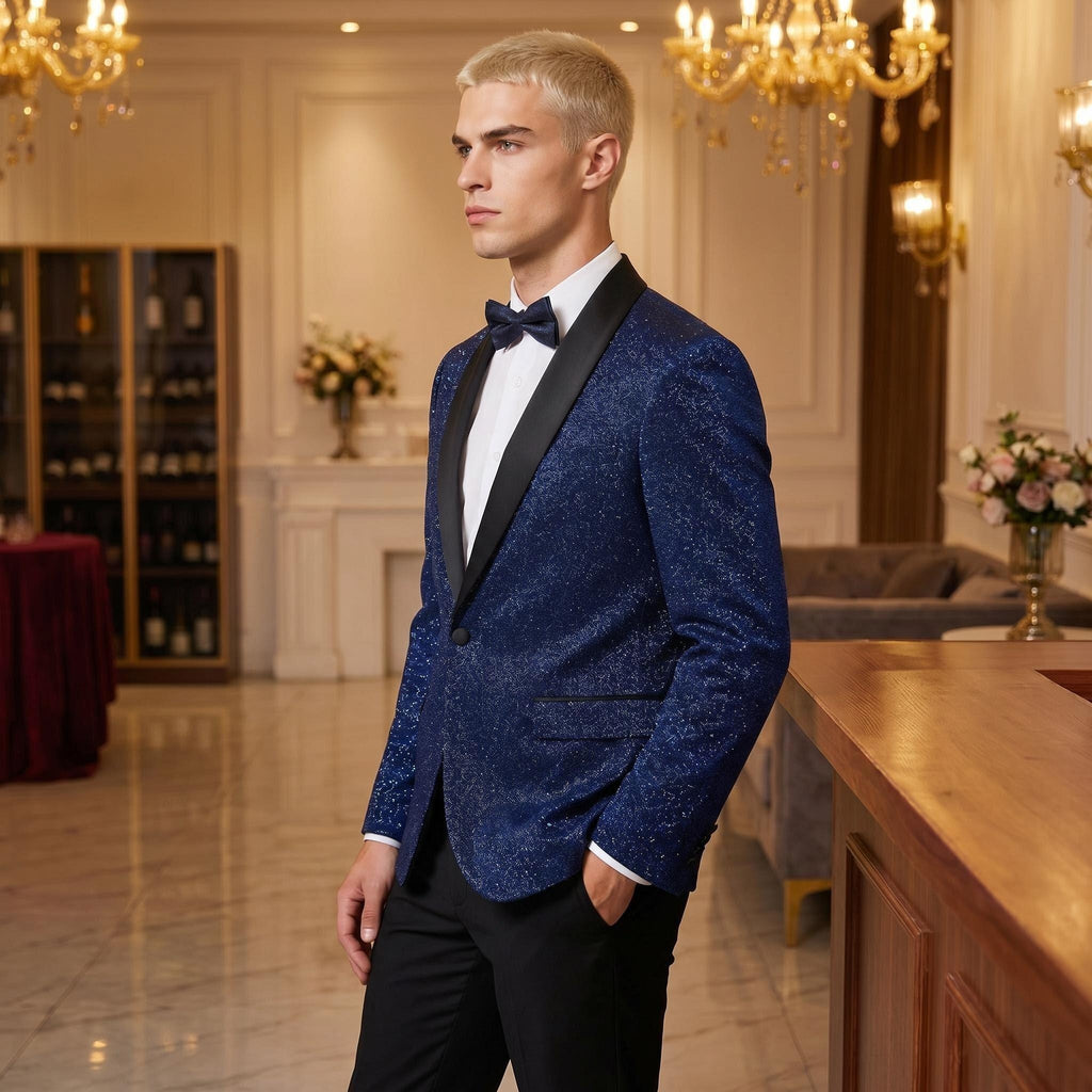 Suit Vibe™ Men's Shimmering Shawl Lapel Tuxedo 3-Piece Set