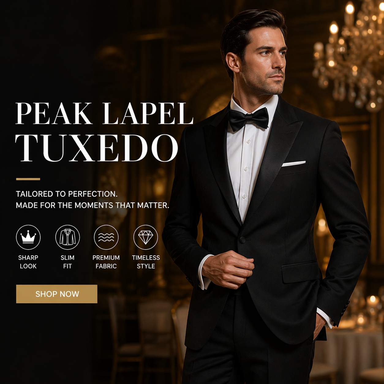 Suit Vibe - Modern Peak Lapel Slim Fit Suit | Professional Business & Wedding 2/4-Piece Set