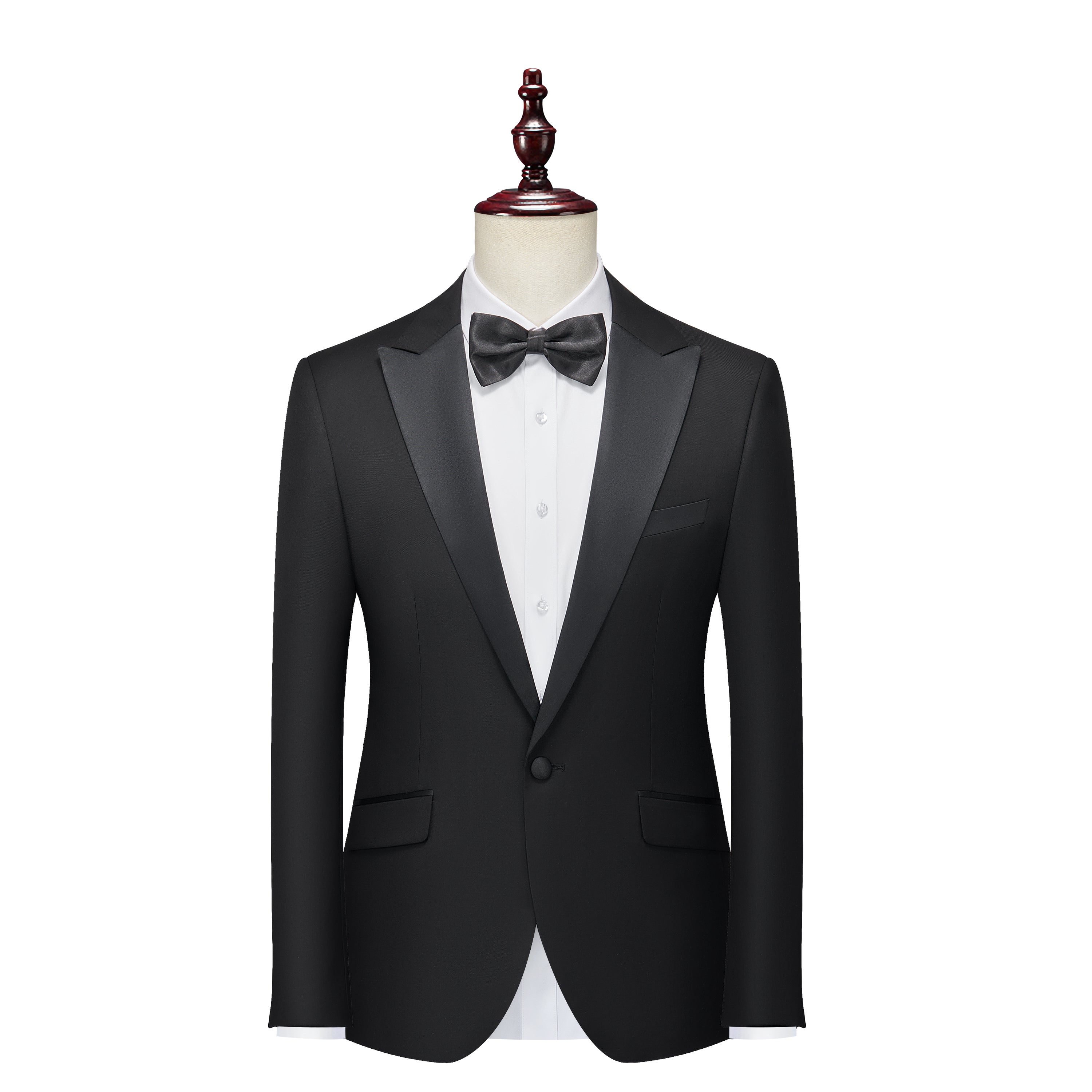 Suit Vibe Men's Slim Fit Tuxedo - Elegant Satin Peak Lapel 2-Piece Suit for Wedding & Prom