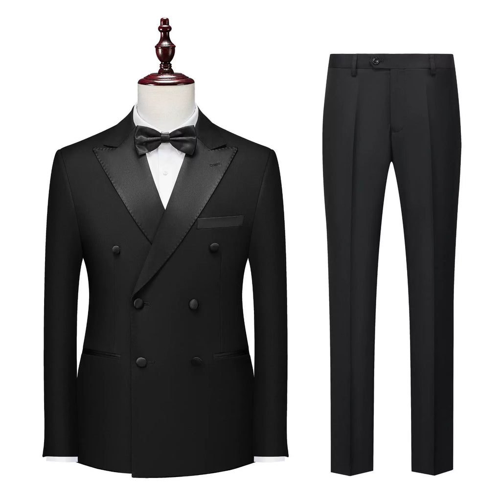Premium Double Breasted Tuxedo - 2-Piece or 3-Piece Formal Set for Weddings & Galas
