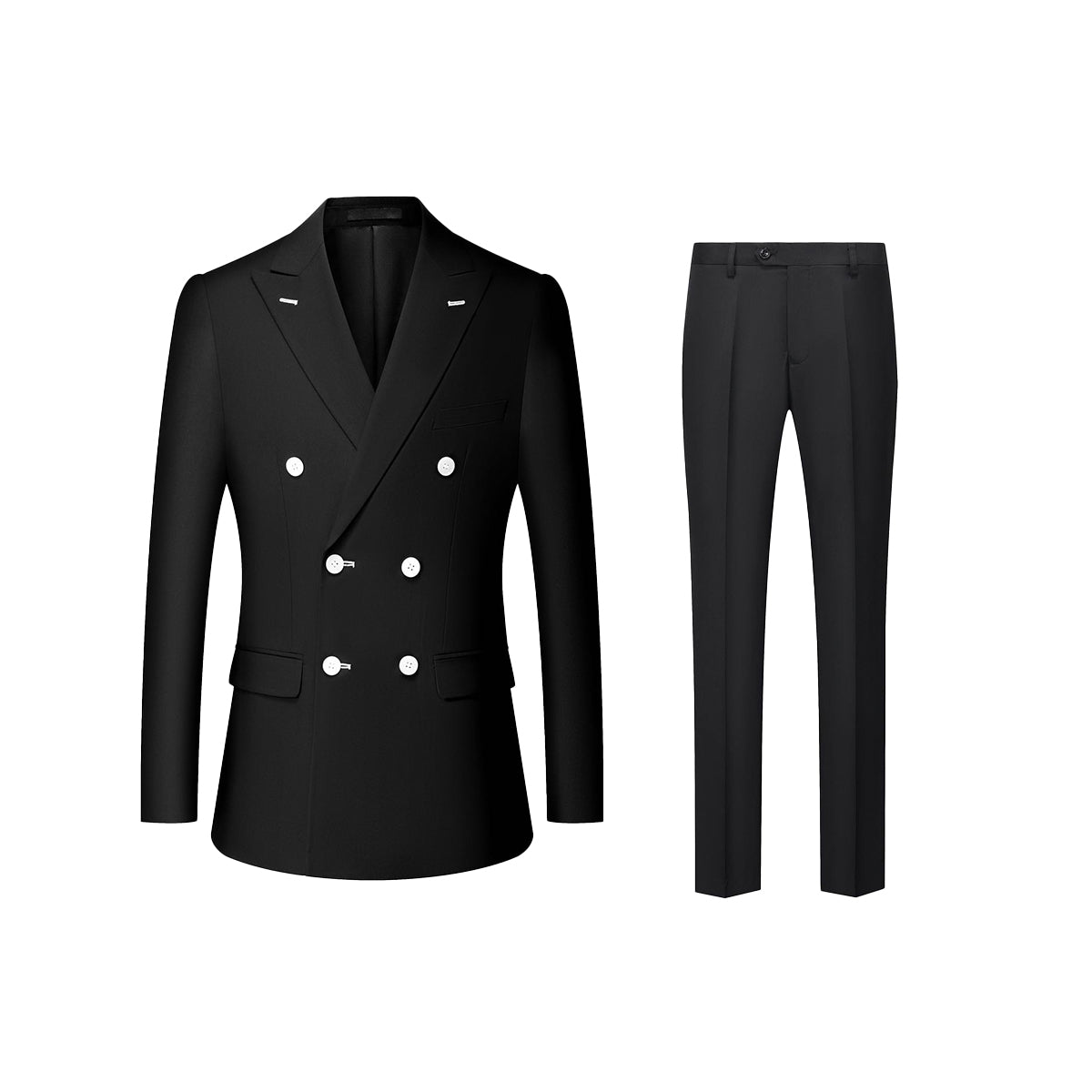 Premium Double-Breasted Modern Fit Suit - 6-Button Tuxedo with 3 Button Style Options