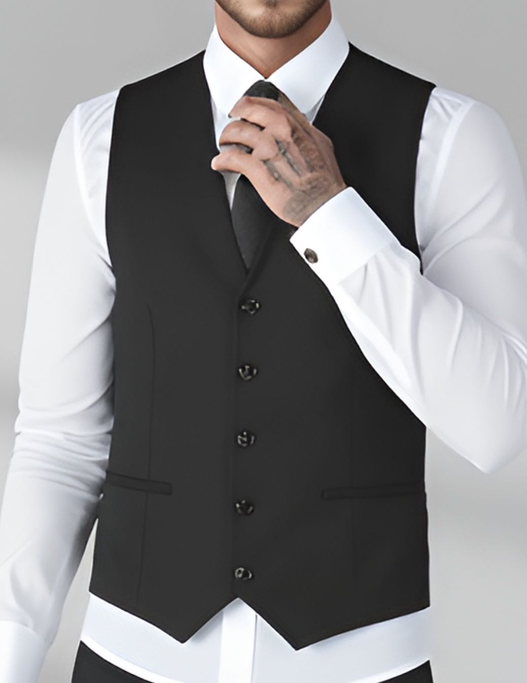 Classic Men's Slim Fit Suit Vest - Premium 5-Button Formal Waistcoat for Wedding & Business
