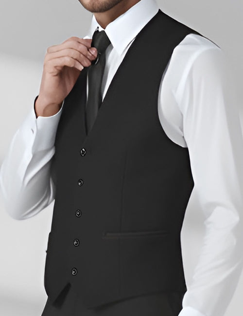 Classic Men's Slim Fit Suit Vest - Premium 5-Button Formal Waistcoat for Wedding & Business