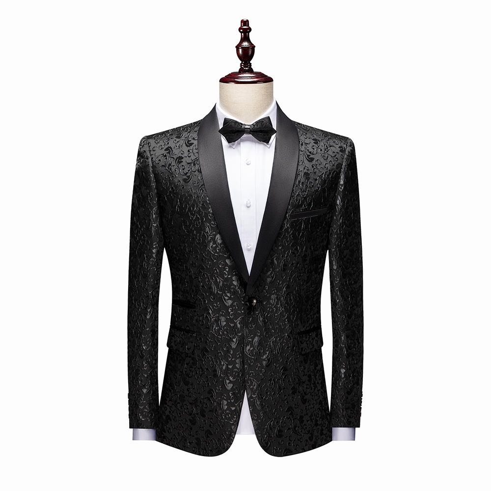 Men's Luxury Paisley Jacquard Tuxedo Suit - Slim Fit Shawl Lapel Floral Blazer & Pants Set for Wedding, Prom, Gala