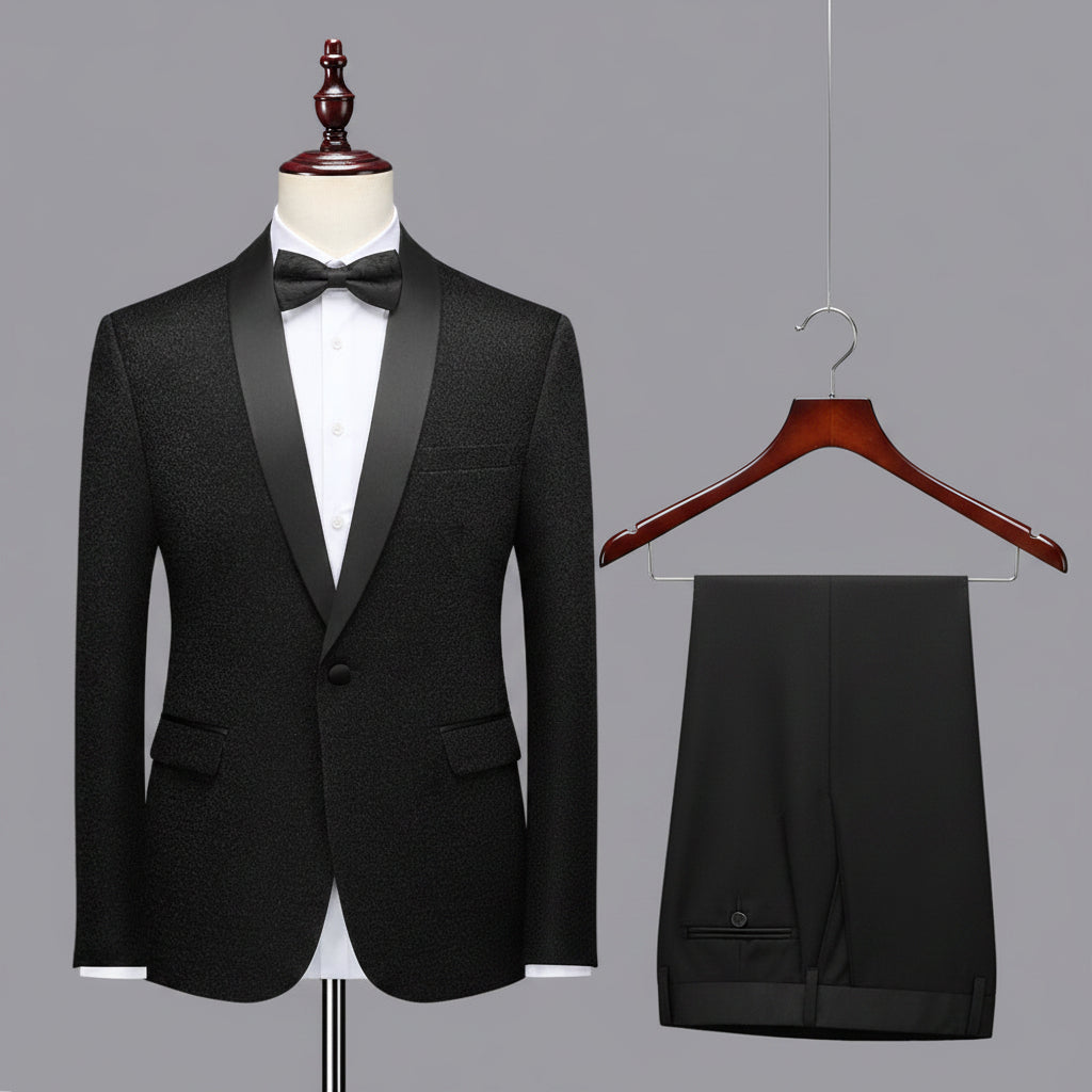 Suit Vibe™ Men's Shimmering Shawl Lapel Tuxedo 3-Piece Set