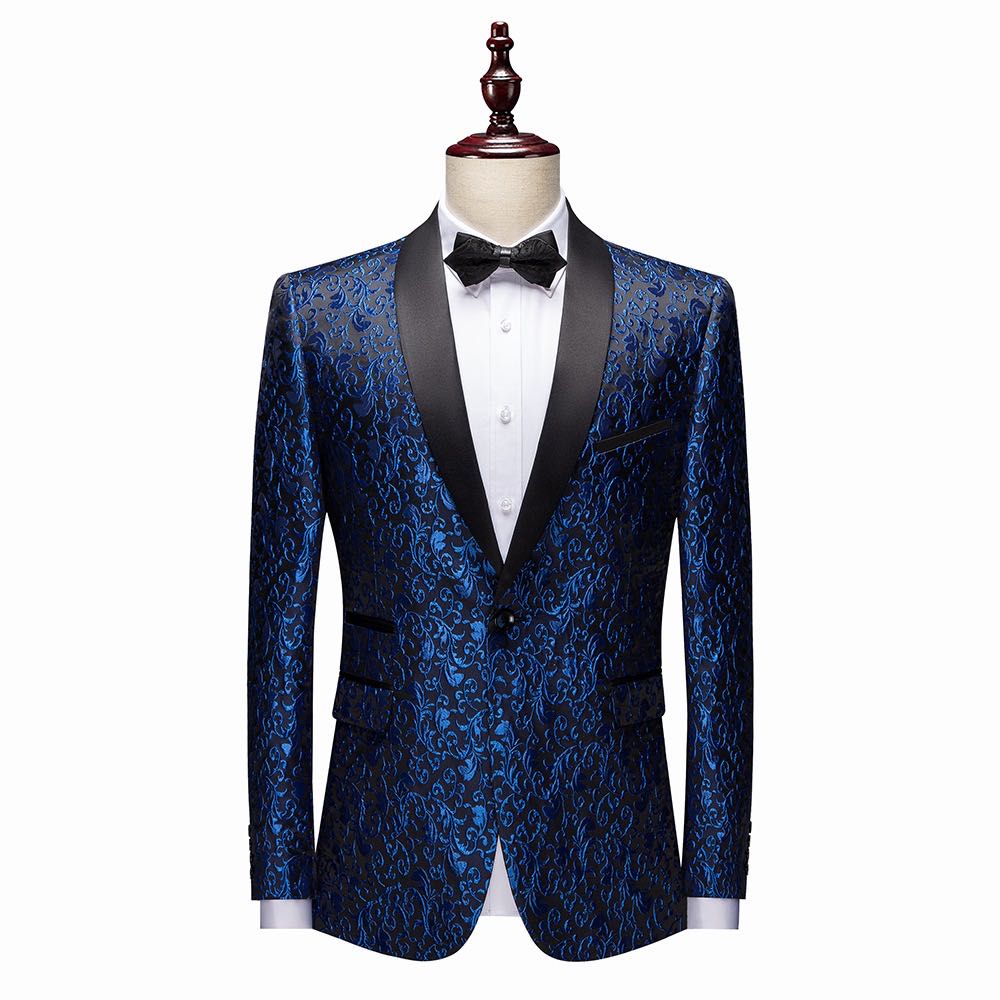 Men's Luxury Paisley Jacquard Tuxedo Suit - Slim Fit Shawl Lapel Floral Blazer & Pants Set for Wedding, Prom, Gala