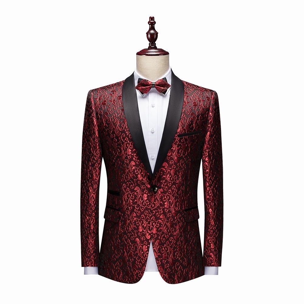 Men's Luxury Paisley Jacquard Tuxedo Suit - Slim Fit Shawl Lapel Floral Blazer & Pants Set for Wedding, Prom, Gala