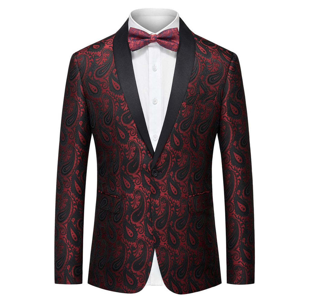 Floral Paisley Dinner Jacket - Elegant Men's Prom & Wedding Blazer (Bow Tie Included)
