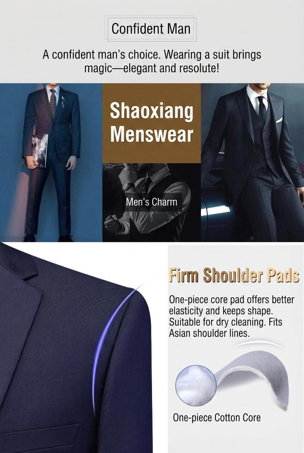 Men's Slim Fit 3-Piece Suit - Classic Notch Lapel Wedding & Business Tuxedo Set