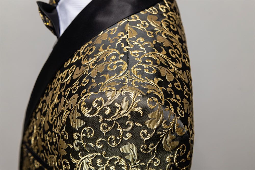 Men's Luxury Paisley Jacquard Tuxedo Suit - Slim Fit Shawl Lapel Floral Blazer & Pants Set for Wedding, Prom, Gala
