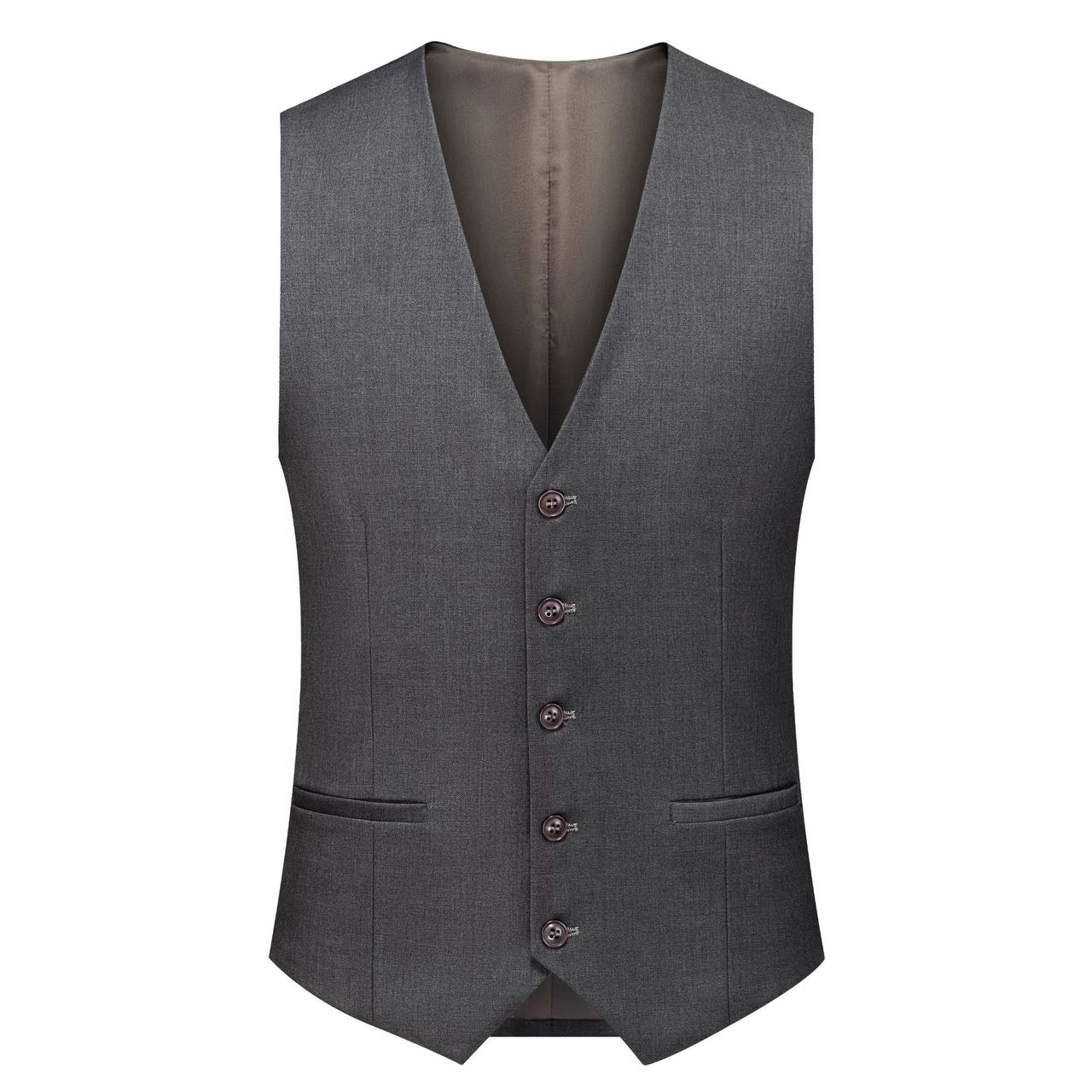 Classic Men's Slim Fit Suit Vest - Premium 5-Button Formal Waistcoat for Wedding & Business