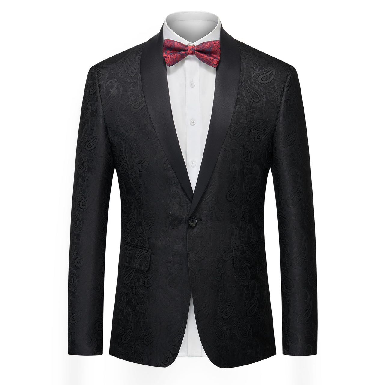 Floral Paisley Dinner Jacket - Elegant Men's Prom & Wedding Blazer (Bow Tie Included)