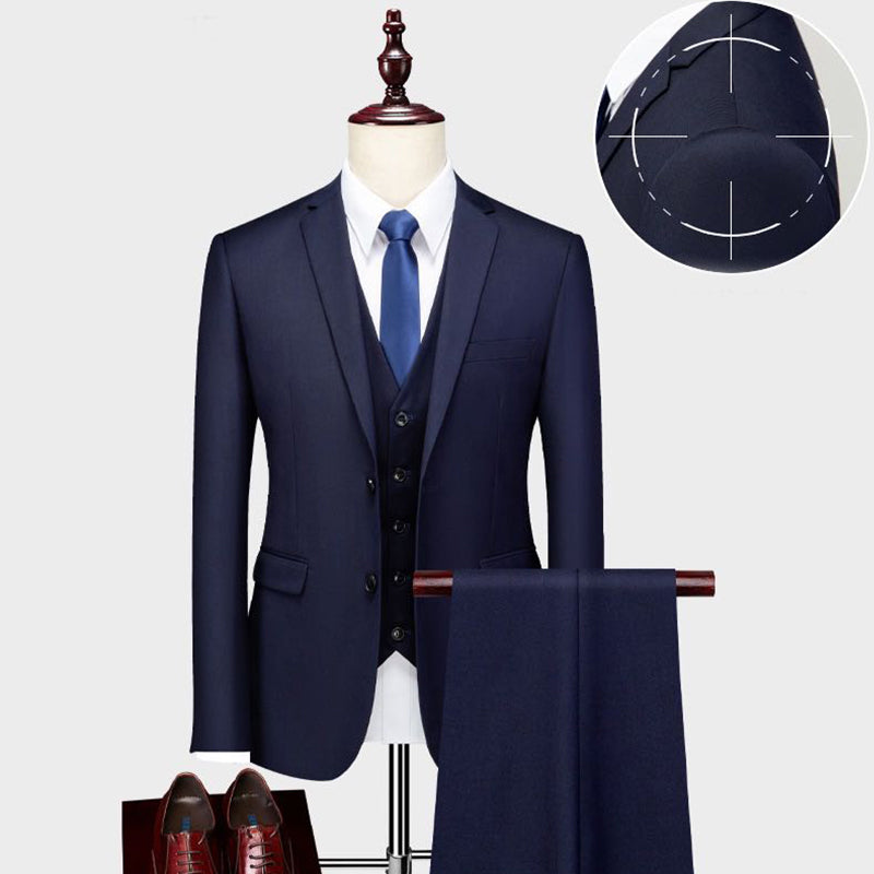 Men's Slim Fit 3-Piece Suit - Classic Notch Lapel Wedding & Business Tuxedo Set
