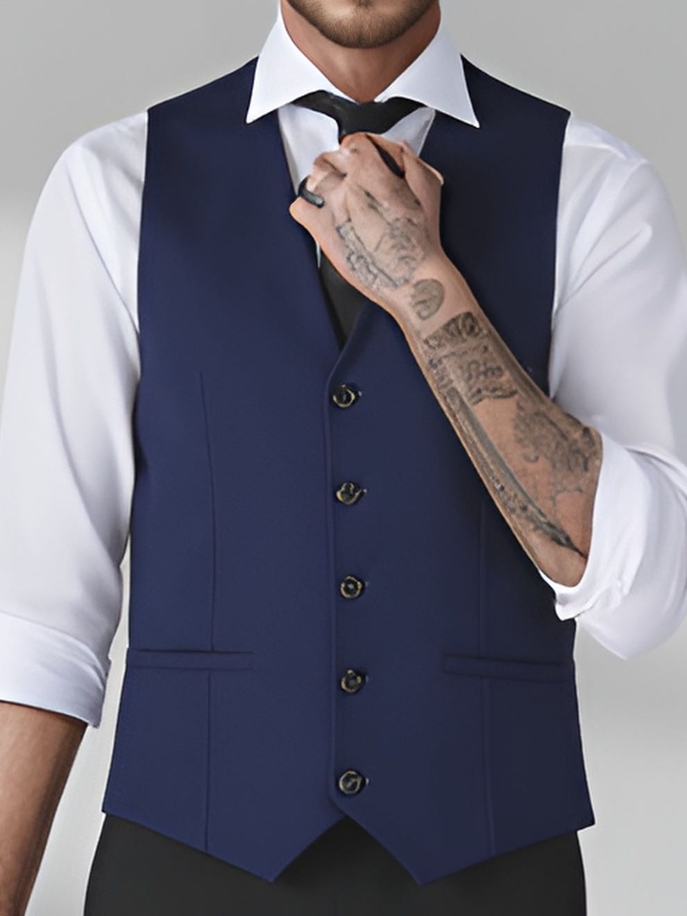 Classic Men's Slim Fit Suit Vest - Premium 5-Button Formal Waistcoat for Wedding & Business