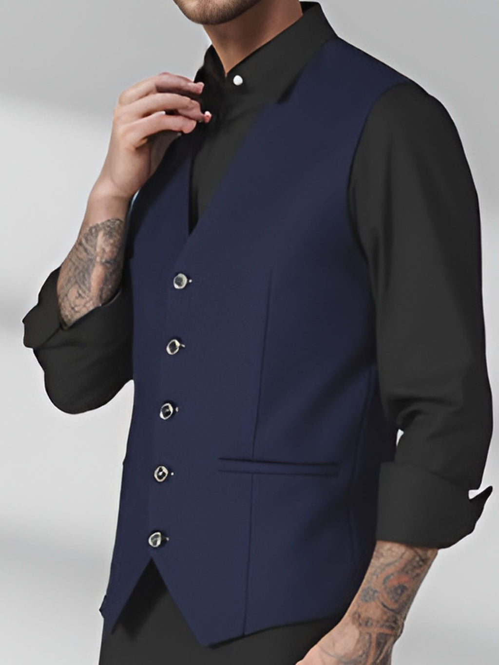 Classic Men's Slim Fit Suit Vest - Premium 5-Button Formal Waistcoat for Wedding & Business