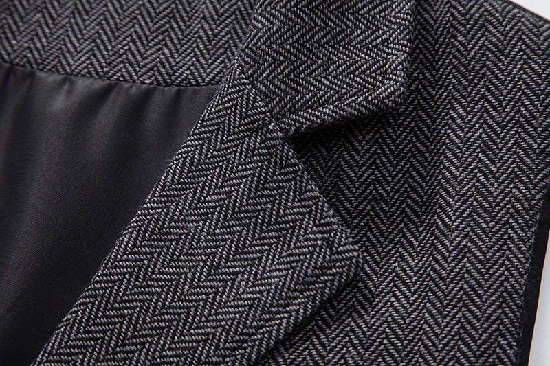 Vintage British Style Men's Plaid Vest - Retro Herringbone Tweed Gilet with Flap Pockets for Groomsmen