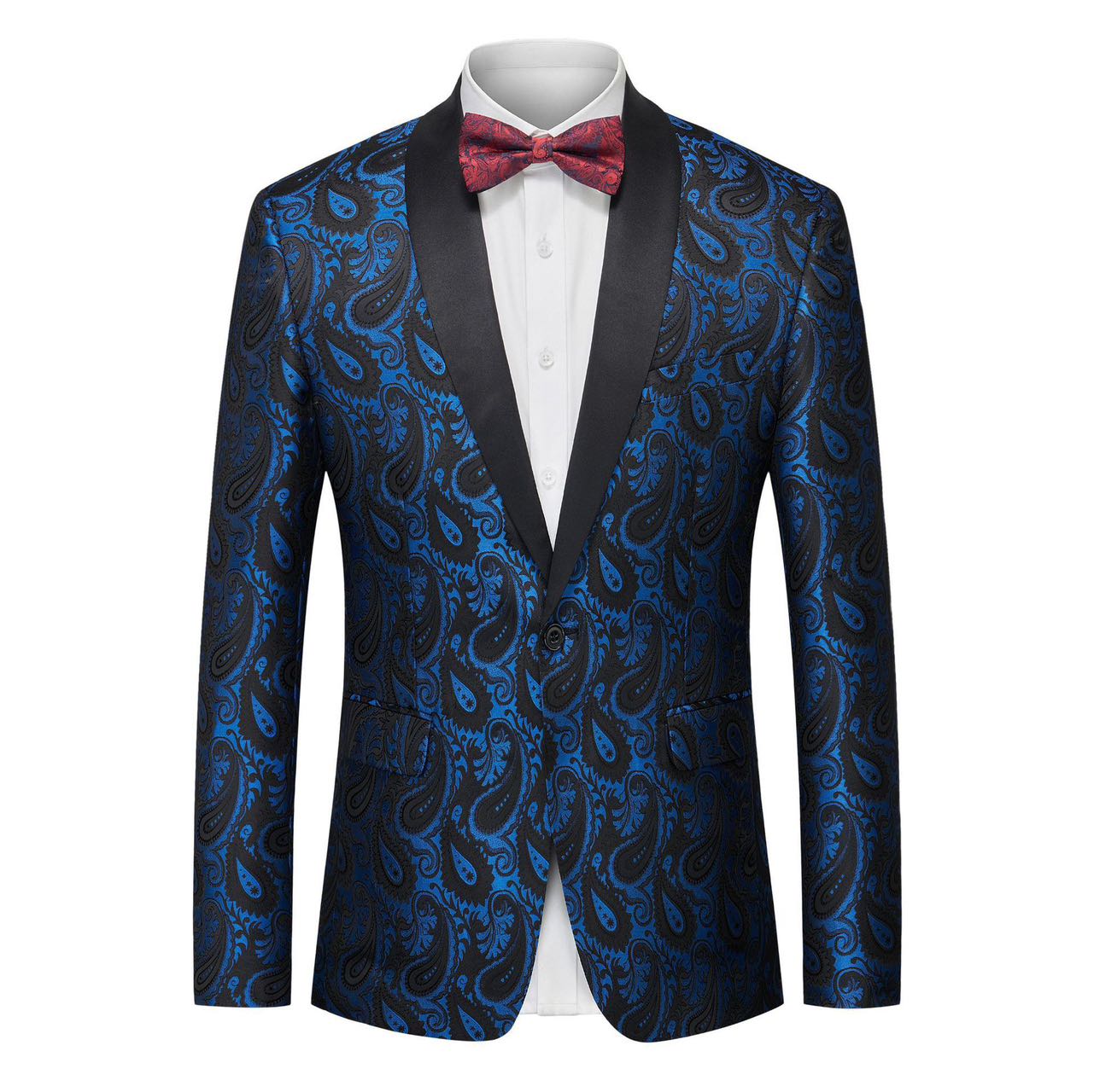 Floral Paisley Dinner Jacket - Elegant Men's Prom & Wedding Blazer (Bow Tie Included)