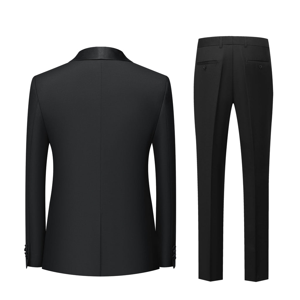 Suit Vibe - Classic Black Shawl Lapel Slim Fit Tuxedo | Formal Gala & Wedding Set