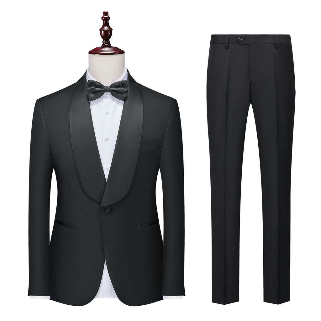 Suit Vibe - Classic Black Shawl Lapel Slim Fit Tuxedo | Formal Gala & Wedding Set