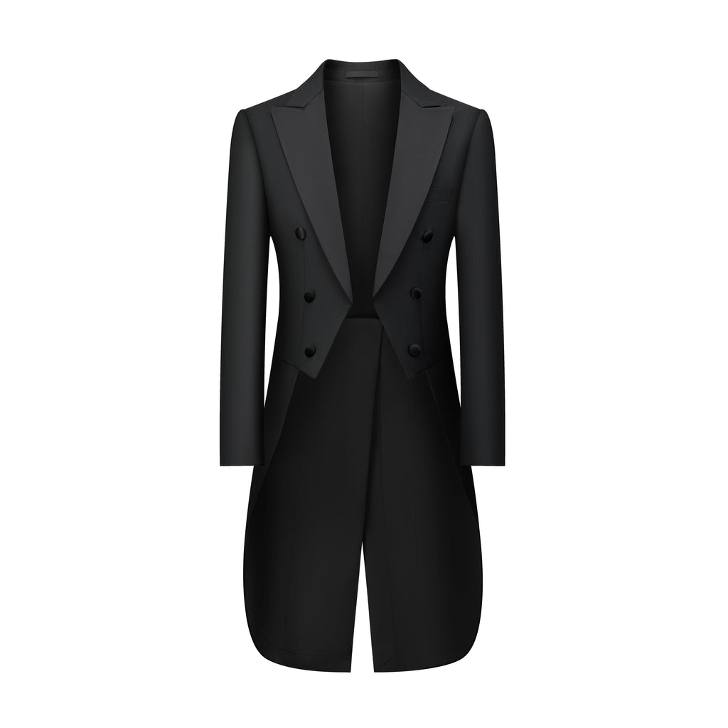 Suit Vibe - Sovereign Black Double-Breasted Tailcoat Set | Peak Lapel Formal Evening Dress for White Tie Events