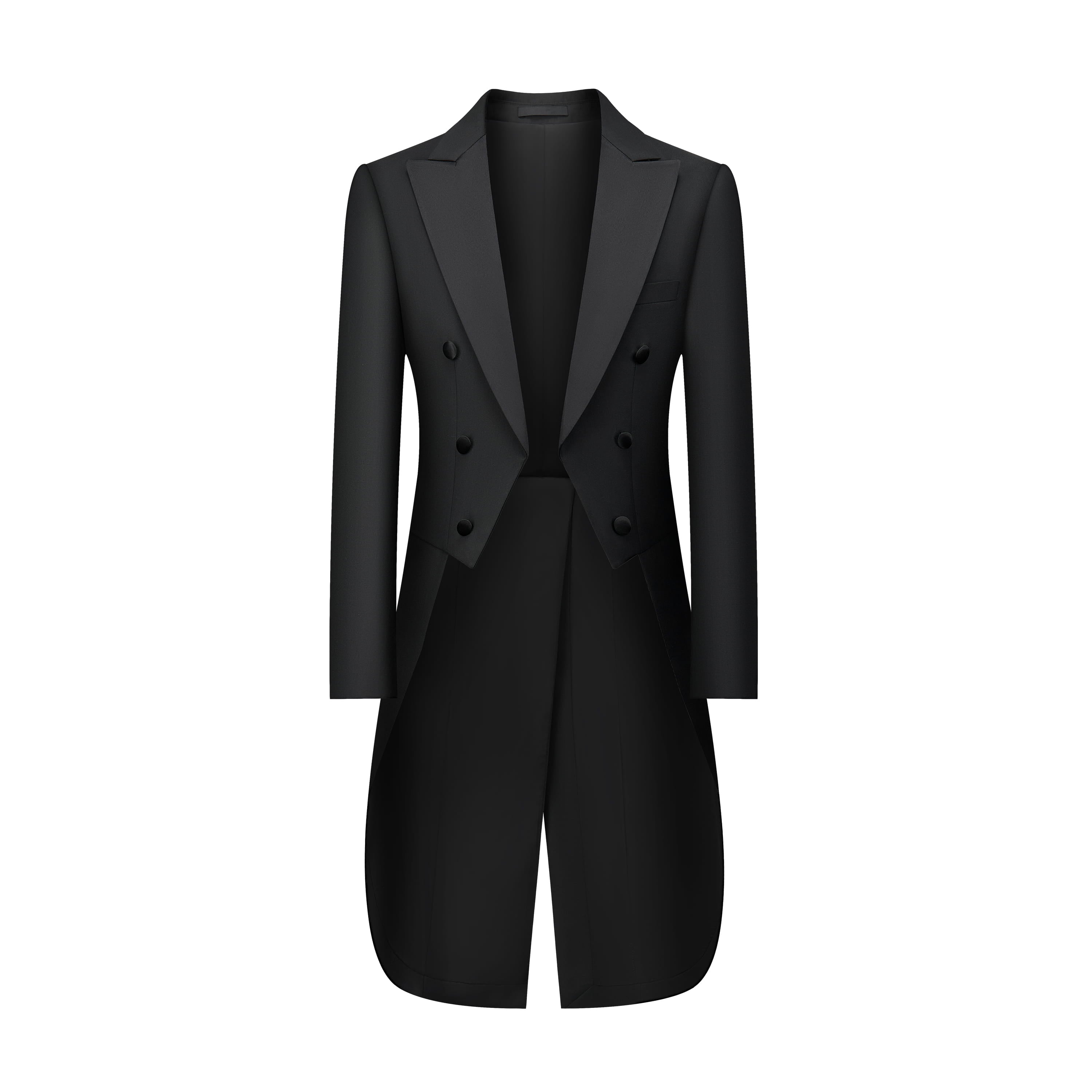 Suit Vibe - Sovereign Black Double-Breasted Tailcoat Set | Peak Lapel Formal Evening Dress for White Tie Events