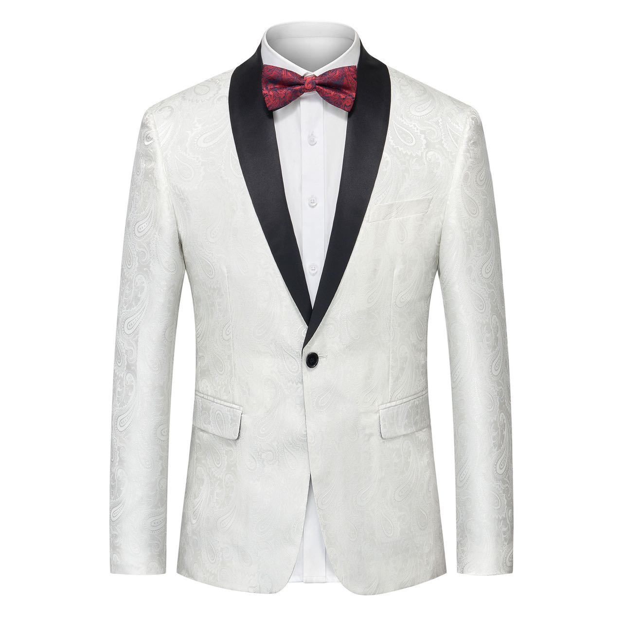 Floral Paisley Dinner Jacket - Elegant Men's Prom & Wedding Blazer (Bow Tie Included)